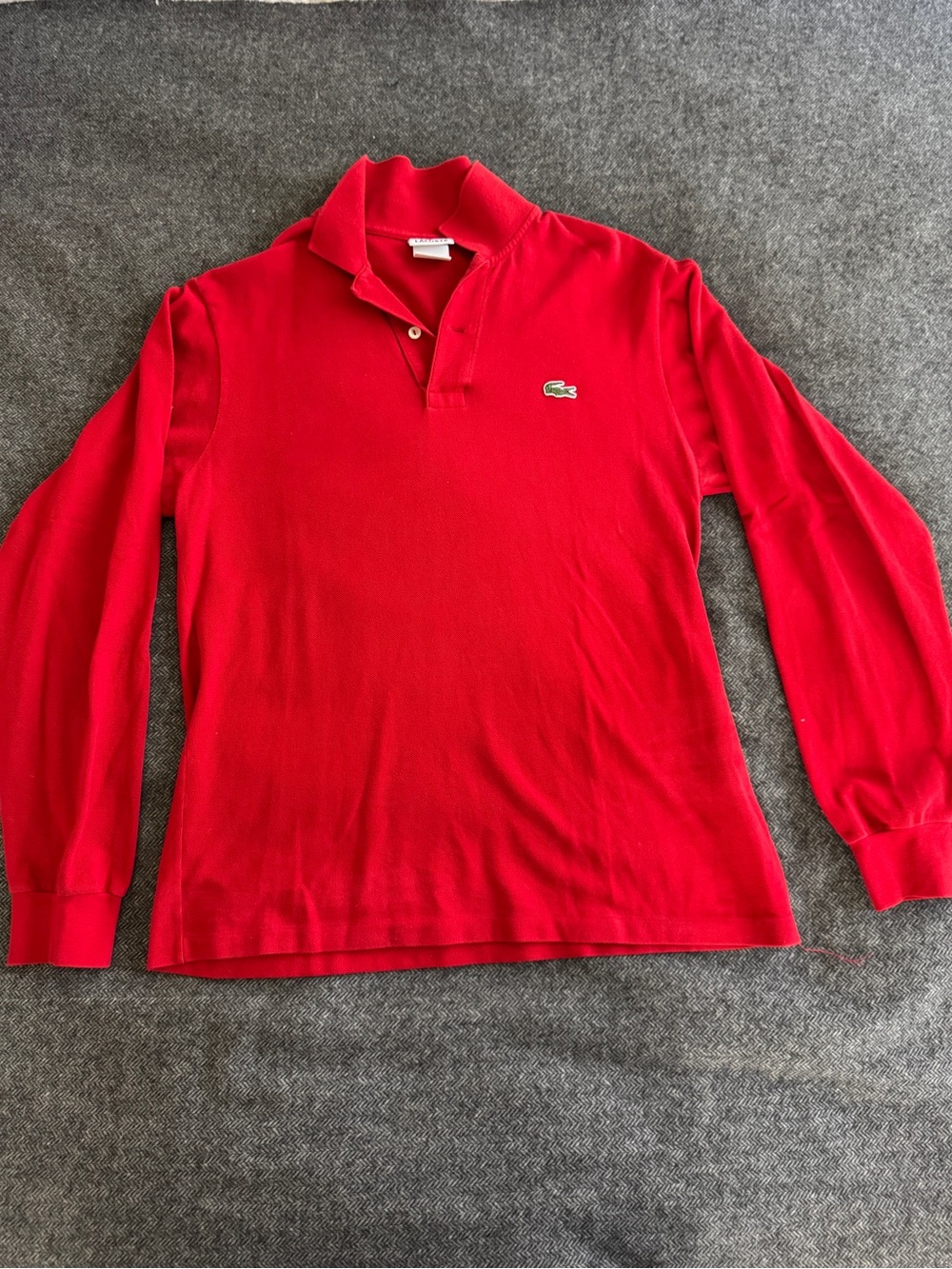 Lacoste Men’s Red V-Neck Long-Sleeve Polo Sweater